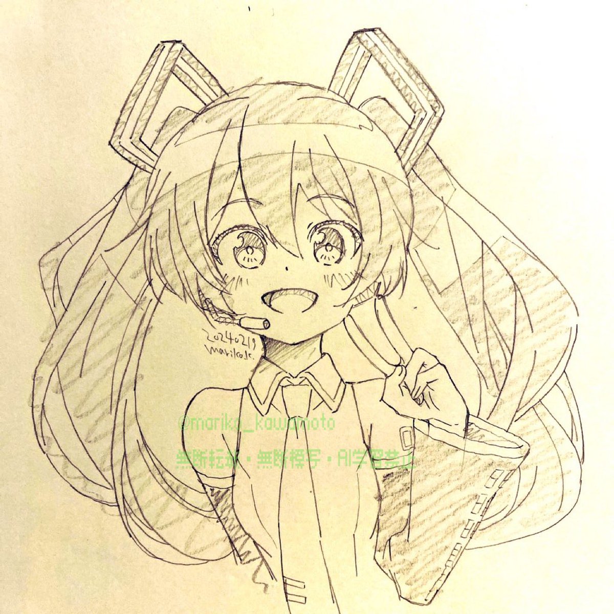 「いいツインテールの日乗り遅れた」|川元まりこのイラスト