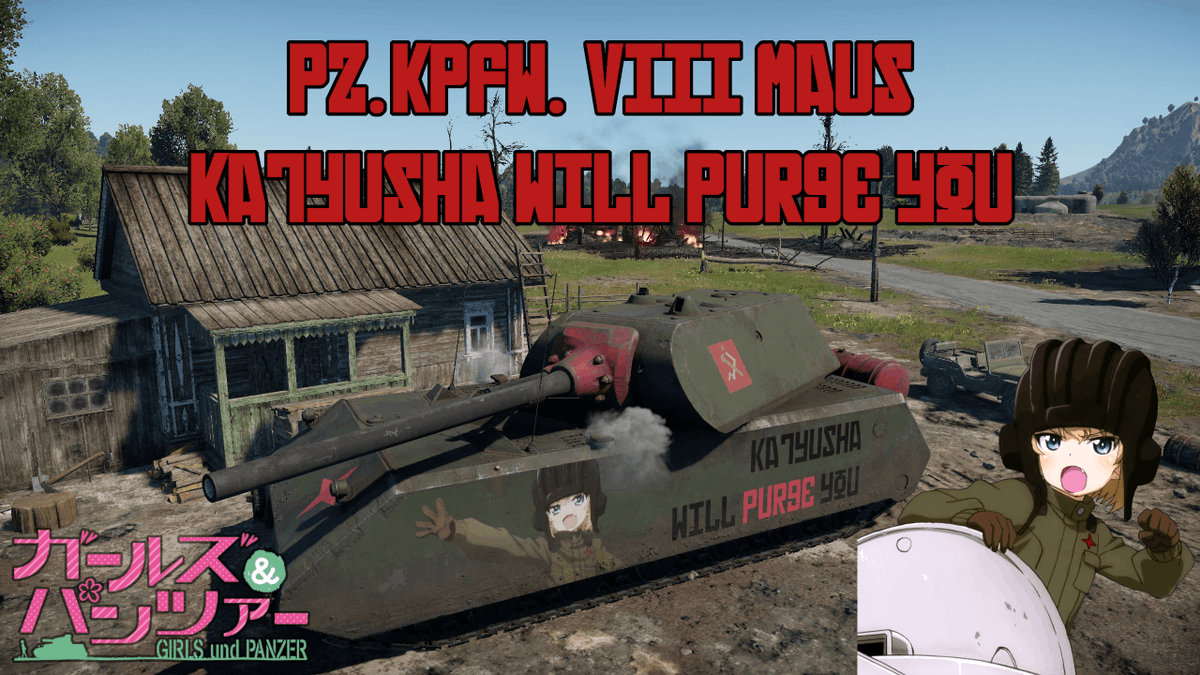 Colsjin's tweet photo. I will now start shilling the camouflages I make for Warthunder !
The 'Katyusha will purge you !' camouflage for the Maus is now on WT Live !!
#live_wt #warthunder
https://t.co/BxmXmshEVc https://t.co/teqWLMlhOi
