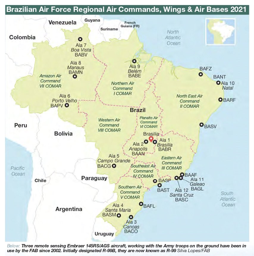 IamGomesBr's tweet image. Brazilian Air Force #ORBAT 2021 - Part 1/3

Geographic Distribution: Air Commands, Wings &amp;amp; Air Bases. 

📸 Source: AirForces Monthly July 2021 @AFMonthly 

#BrazilianAirForce