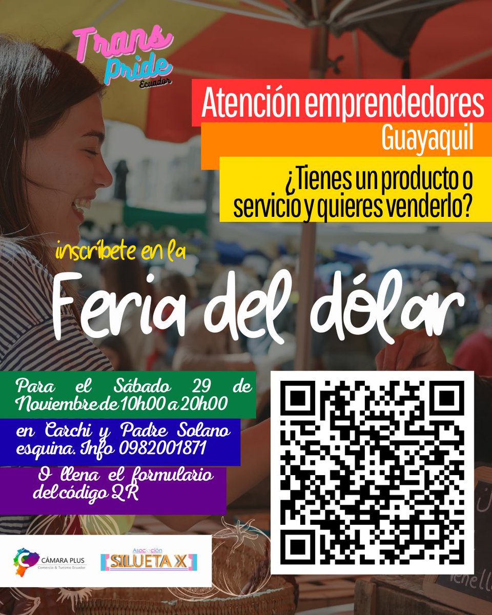 ¡ATENCIÓN, GENERACIÓN QUE EMPRENDE! 🤩
¿TE APUNTAS? 🤑

🗓️ Sábado 29 de Noviembre | 10:00 AM a 8:00 PM 📍 Carchi y Padre Solano (La esquina de Silueta X)

🚨 LAST CALL! Quedan pocos cupos: Inscríbete YA, ¡no hay tiempo! 👇wkf.ms/3KbhABc o escanea el QR o 0981339708.