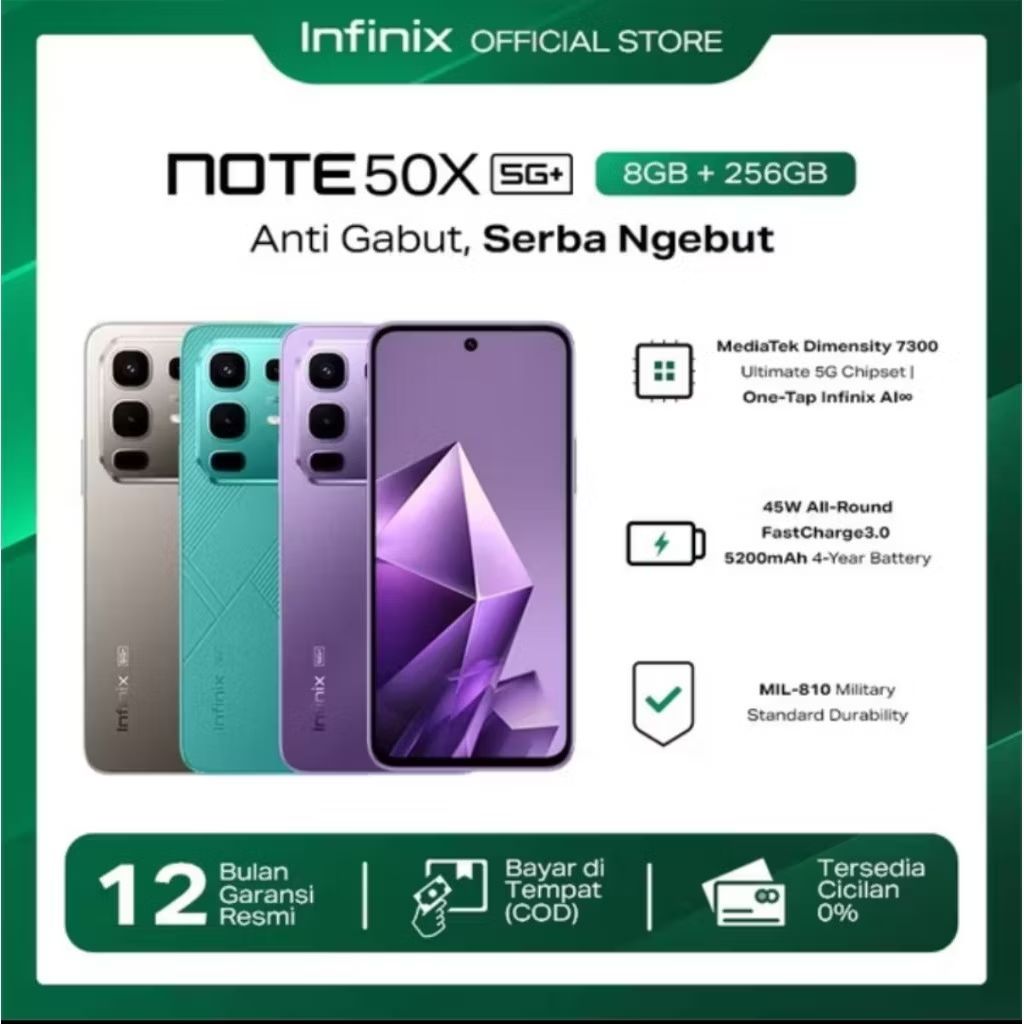 B30DHY's tweet image. Cek Infinix Note 50X 5G+ 8/256GB - Up to 16GB Extended RAM - Dimensity 7300 Ultimate - 6.67” HD+ - 50MP OIS - 5200 mAh - NFC
 dengan harga Rp2.450.000. Dapatkan di Shopee sekarang! s.shopee.co.id/8053raRHBZ?sha…