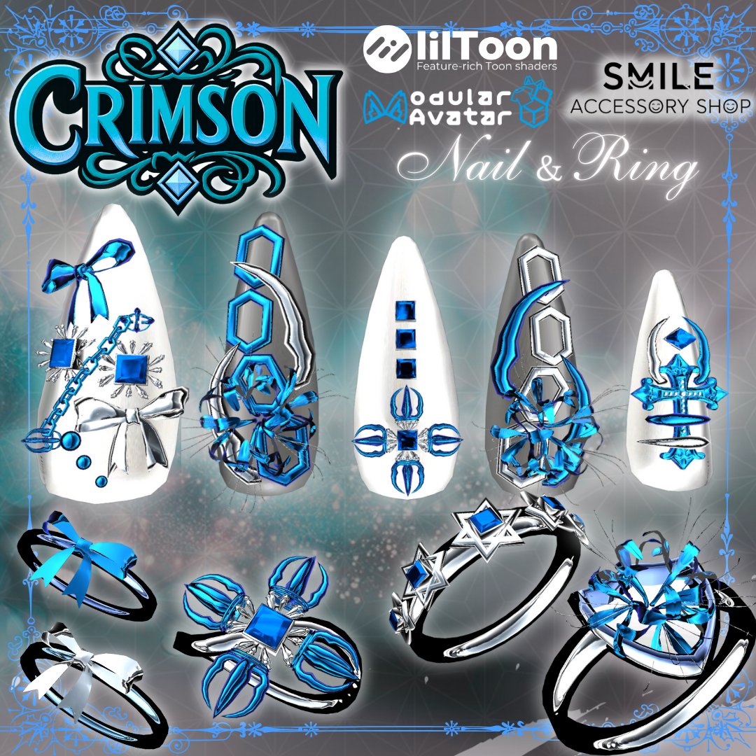 ✧•─【プレゼント企画】─ •✧
⊹✭⊹┈┈✭┈┈┈✭┈⊹✭⊹
最新作『CRIMSON』Nail＆Ring
⊹✭⊹┈┈✭┈┈┈✭┈⊹✭⊹
✭三名様にギフト✭

BOOTH➡unilvl4ru.booth.pm/items/7680138
新作セール
700円→350円💖💫

参加方法📌
1⃣RP＆いいね
2⃣(<a href="/UNi__VRchat/">うにまる</a> )をフォロー

#VRC #VFChat #うにスマイル