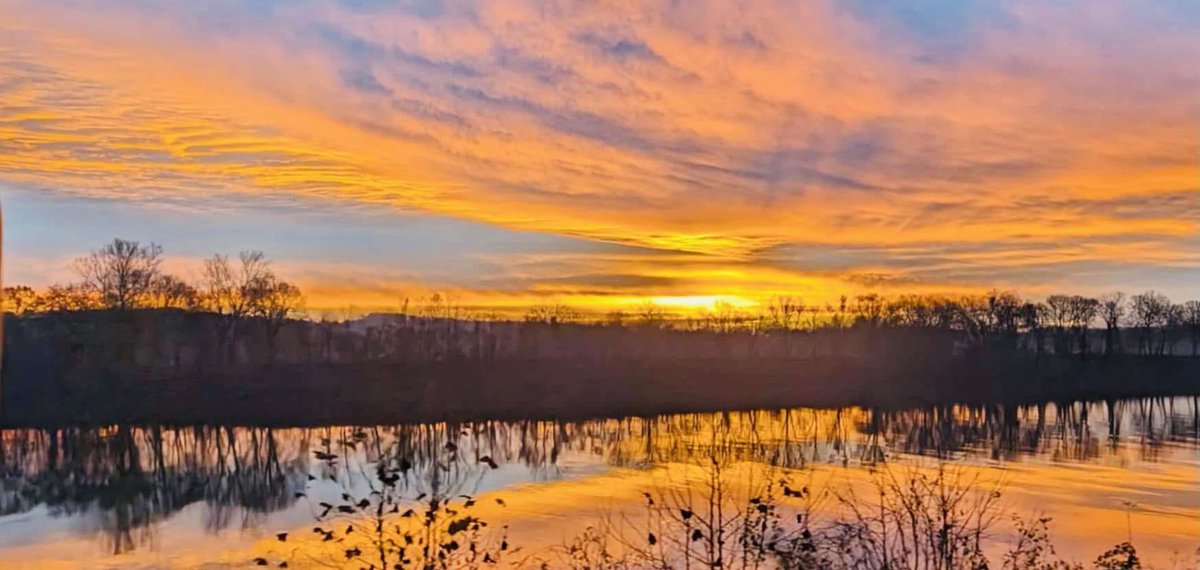 JoshFitzWx's tweet image. Sunset cirrus clouds above the Ohio River along Gallia County, Ohio and Mason County, West Virginia.  ☀️
