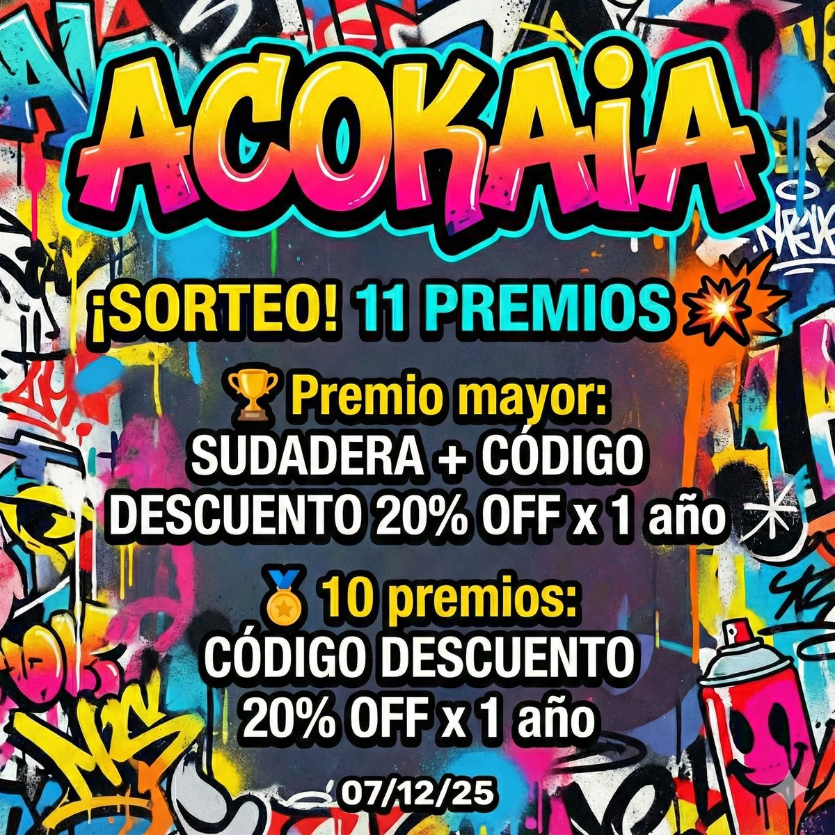 👕 ¡SORTEO! 11 PREMIOS 💥

🏆 Premio mayor: 
SUDADERA + CÓDIGO DESCUENTO 20% OFF x 1 año
🏅 10 premios: 
CÓDIGO DESCUENTO 20% OFF x 1 año

Participa:

1️⃣ Sigue <a href="/acokaia1/">Acokaia | Ropa Friki, Gaming & Merch</a>
2️⃣ RT
3️⃣ Menciona 3 amigos
⏳ Cierra el 7/12/25
#Sorteo #Giveaway