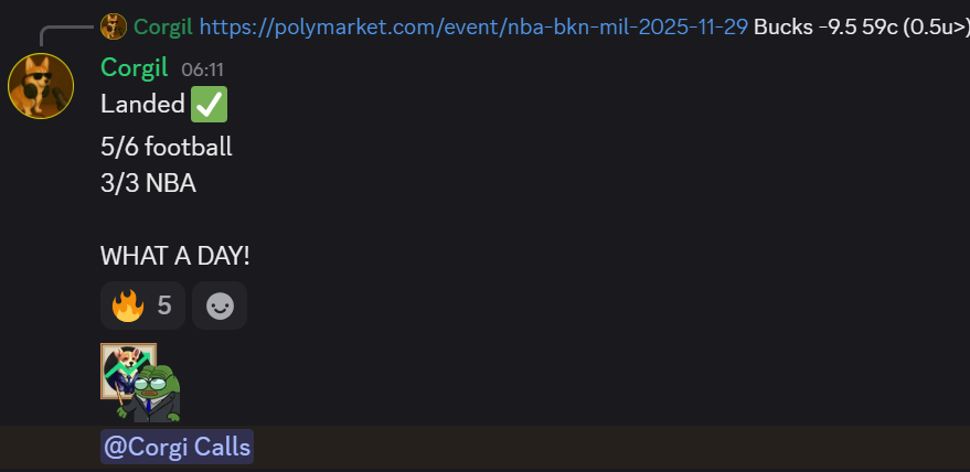 corgil's tweet image. Choppy market? There&apos;s always a way to make $ as long as you&apos;re having an edge and internet connection

We&apos;re printing on football &amp;amp; NBA bets like there&apos;s no tomorrow @CorgiCalls 

@Polymarket