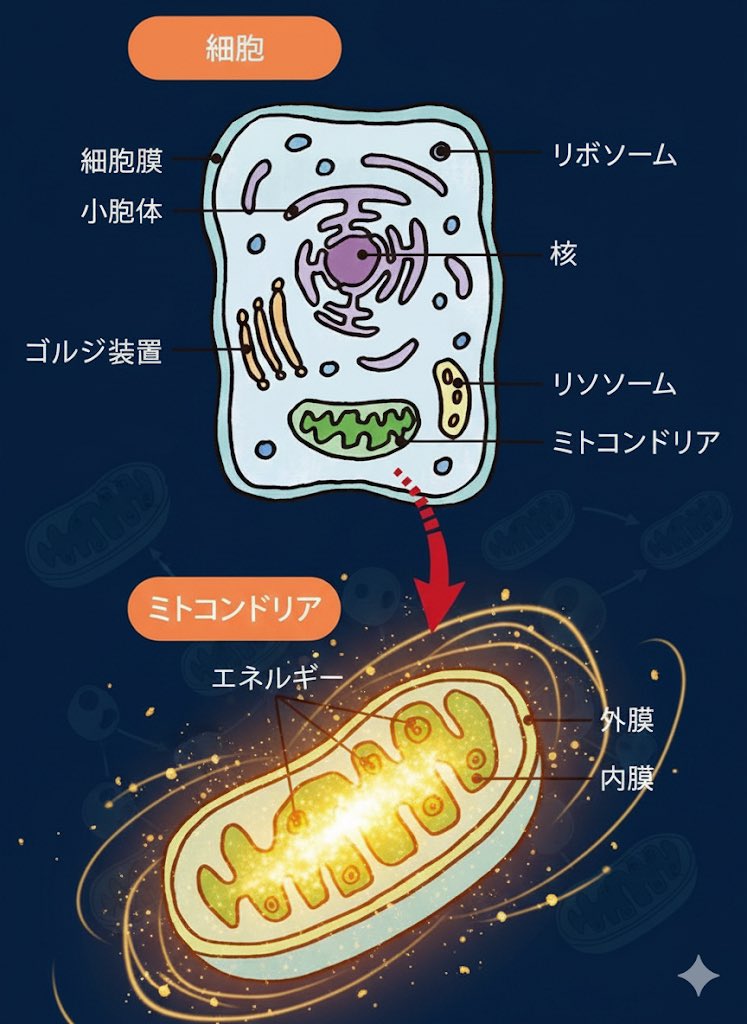 ayumichannelok's tweet image. ねぇ知ってた？
老ける理由は「年齢」じゃない。
細胞が 生き方に失望した瞬間”に老化が始まる。

これ聞いてゾッとした。

ミトコンドリアって
ただの「エネルギー工場」じゃなくて

あなたが幸せに生きているか”を監視している臓器なんだって。

で、もっとヤバいのがこれ ↓…