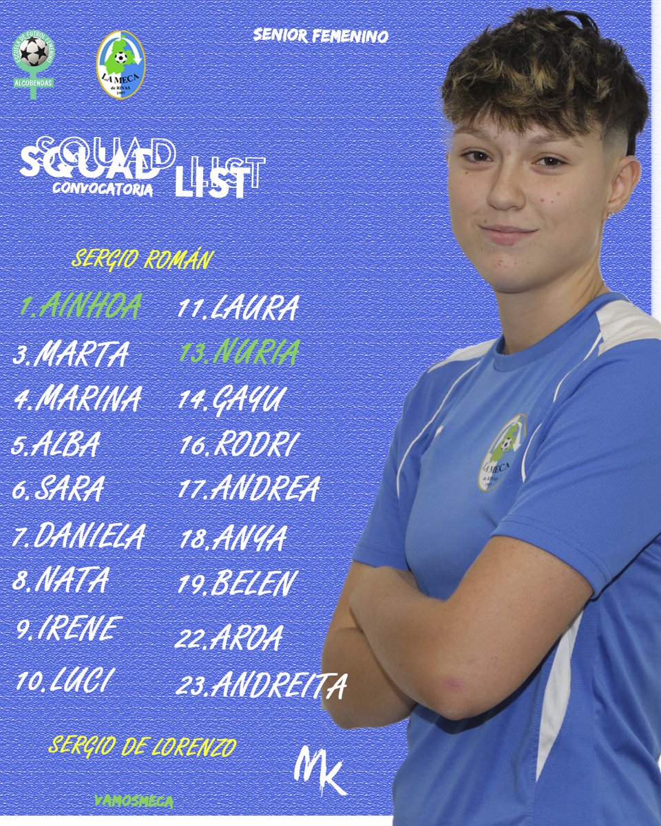 📋 ¡Nuestras convocadas para el partido!
🆚 E.F.F. Alcobendas A
#vamosmeca