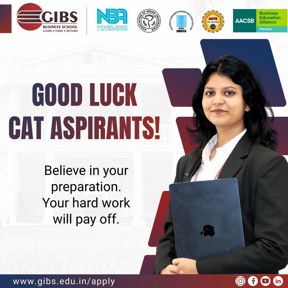 GIBSBSchool's tweet image. GIBS Business School wishes the very best to all CAT 2025 aspirants.
Stay confident, trust your preparation, and give it your best effort.
✨ Success favors the persistent.
#CATExam #CATAspirants #GIBS