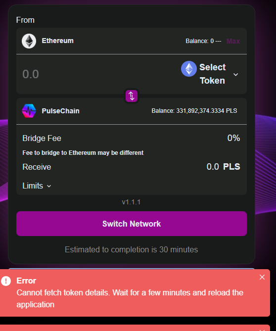 AndreeDietl's tweet image. Does anyone know why the official #pulsechain bridge isn&apos;t working? The same thing is happening on multiple computers.