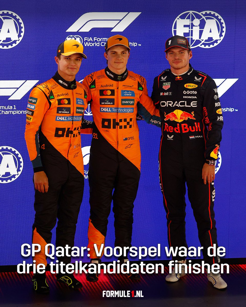 Formule1's tweet image. 🏆 De titelstrijd komt tot een kookpunt in Qatar!
Voorspel waar de drie titelkandidaten vandaag finishen en maak kans op een mooi F1-boek 🤩

Meedoen kan tot de start van de race om 17:00u, succes! 🏁

#F1 #QatarGP