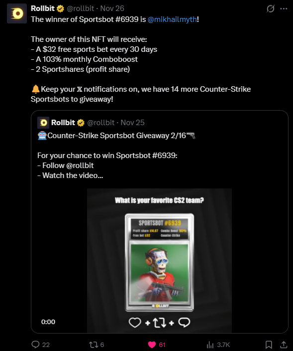 YappyRB's tweet image. Won one of the 16 Counter-Strike sportsbots given away by @rollbit? 🤔

DYOR before selling for too little! 🚨

These bots may be more valuable then you may think! Recently, the winner of Sportsbot #6660 (@roachhgg) sold his bot for $500. 

This of course is way below what the…
