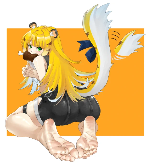 肉の日には肉大好き姉弟子。橘福福 #一日一裸足絵 #ゼンゼロ