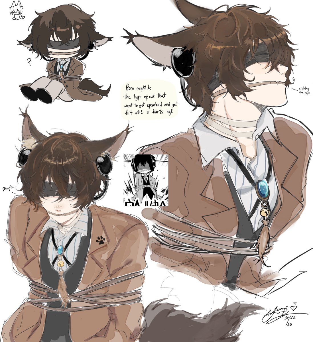 Yunjiissleepy's tweet image. Tied up Dazai 
#BSD #DazaiOsamu