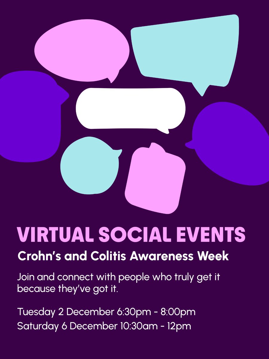 Sometimes you just need to talk to people who truly understand. Our Virtual Social Events offer a welcoming space to chat, share experiences and hear from others living with Crohn’s or Colitis. Join us for real connection and support. 

Book your place.

🔗crohnsandcolitis.org.uk/info-support/s…