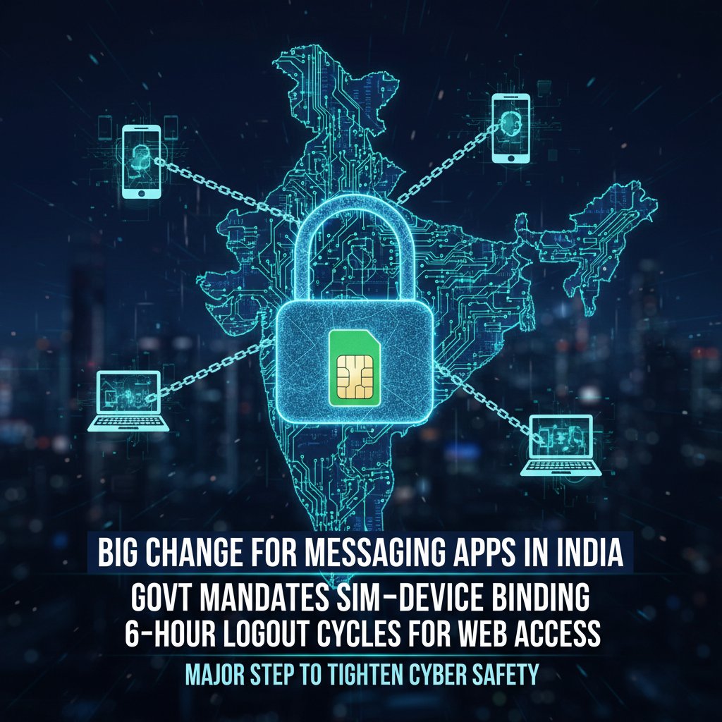 ITNewsBreaking's tweet image. 🚨Big change for messaging apps in India

📵 Govt mandates SIM–device binding and 6-hour logout cycles for web access. Major step to tighten cyber safety.

#TechUpdate #IndiaNews #CyberAlert #OTTRules #GovtPolicy
