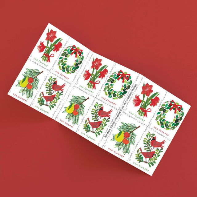 For the Holiday Cheer stamps, art director Derry Noyes &amp; collage artist Denise Fiedler joined forces to capture the season’s timeless charm. Check out the story behind these festive designs b.link/v611uwhw #postage #ForeverStamps #USPS #USPSEmployee