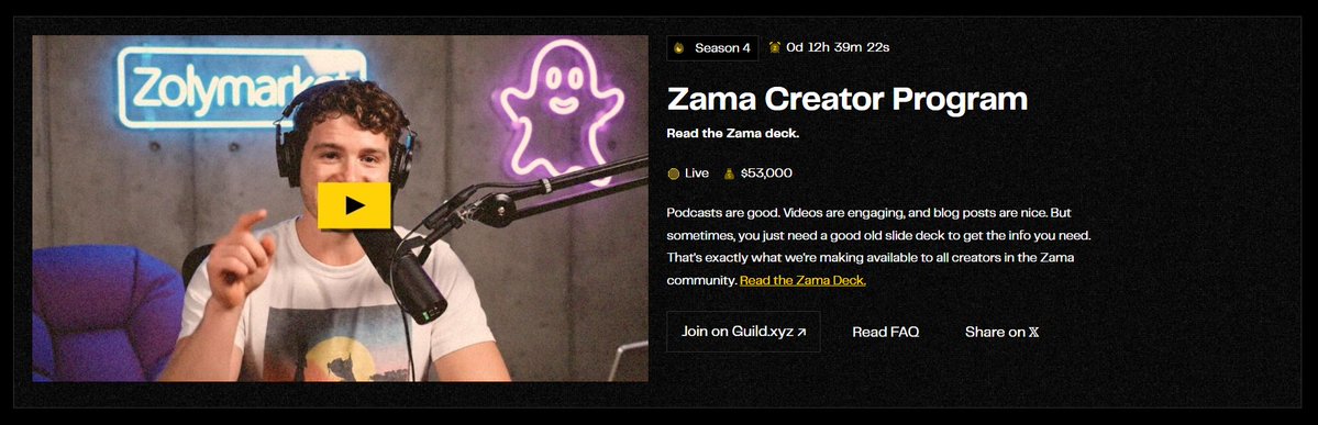 xCryptoAlucard's tweet image. The #ZamaCreatorProgram Season 4 ends today, just about 12 hours to go!

Across the season, there’s been a total prize pool of $53K for the community and content creators. 
The top 100 creators share $50K, while 6 specially selected contributors receive an extra $3K.

The OG NFTs…