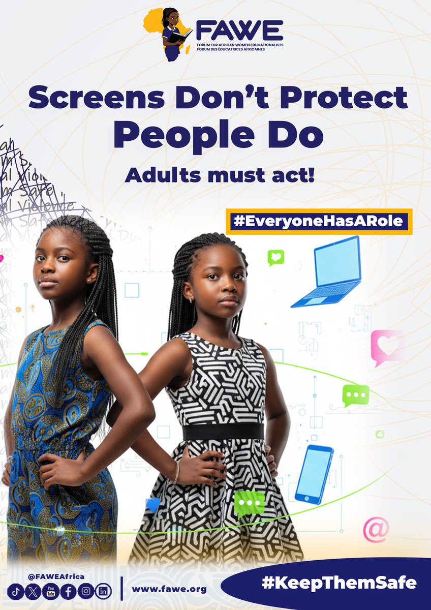 FAWEAfrica's tweet photo. Parents. Teachers. Leaders. Youth. Digital protection requires all of us.
#EveryoneHasARole #KeepThemSafe #UNiTE #16Days #Educate2Elevate https://t.co/Er67pZSFkJ
