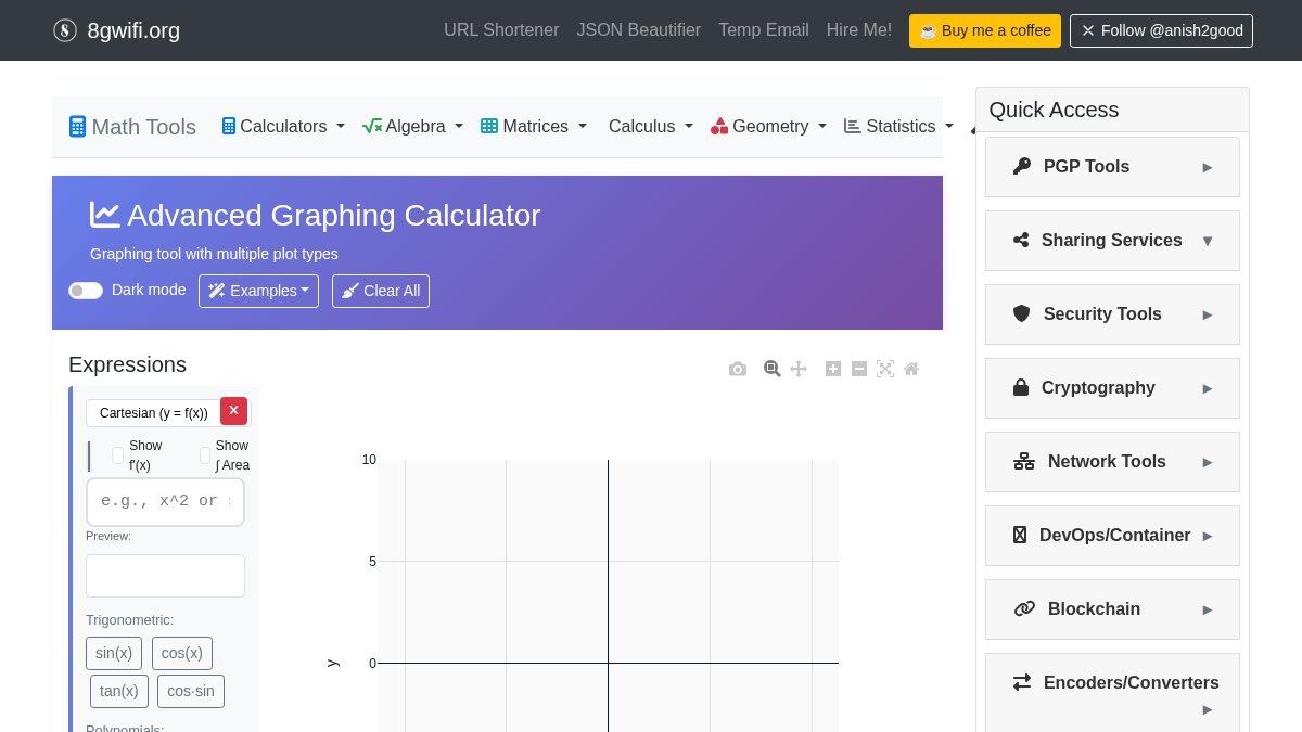 anish2good's tweet image. Plot functions and equations online with our free graphing calculator at 8gwifi.org! Enjoy features like sliders, zoom, and calculus tools for better learning. Try it now! 8gwifi.org/graphing-calcu… #Math #STEM #Education 📊