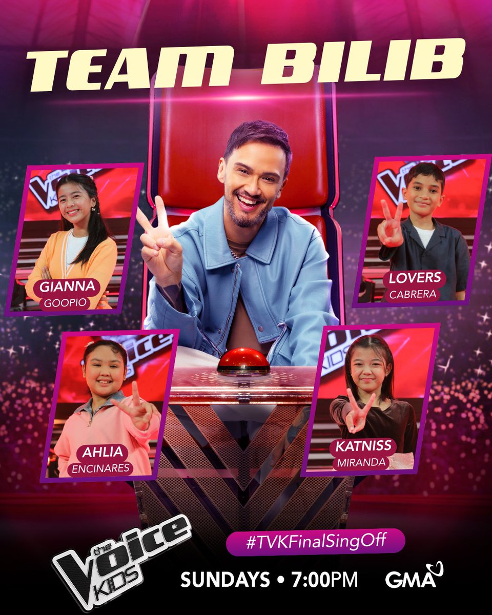 _TheVoiceKidsPH's tweet photo. From 4 to 2. Sino kaya sa mga pambato ng #TeamBilib ang mananatiling matatag at uusad sa semifinals?Tutukan mamaya!

#TVKFinalSingOff
#TheVoiceKidsGMA | Sundays at 7:00 PM on GMA https://t.co/YyJixH5bsL