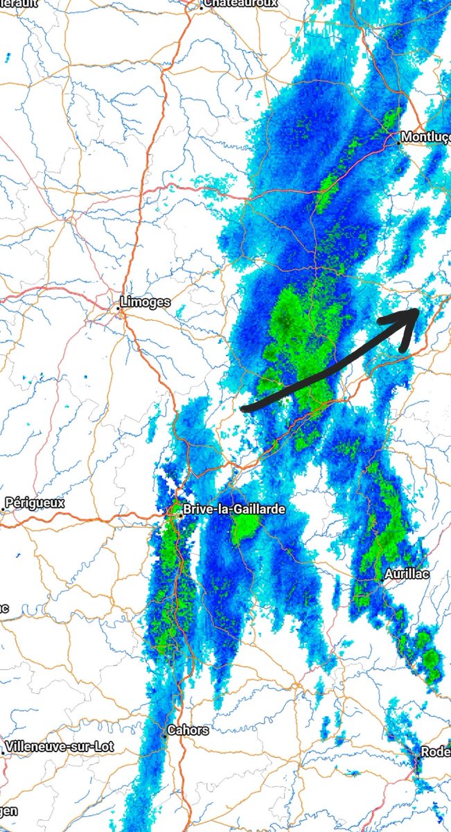 RandomAndy2's tweet image. Weather Sunday: Limousin
Nowcasting 8am.

The rain band expected today arrived early. 

Already cleared most of 87.
Remnants in 23.
It&apos;ll take a while longer to clear 19.

Remains mostly cloudy &amp;amp; will be murky in places.
Max 8° eventually.