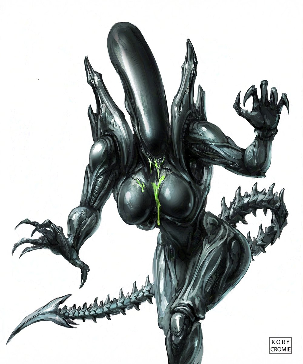 Managed to draw a Xenomorph from the front. Their booties are so powerful like gravity.