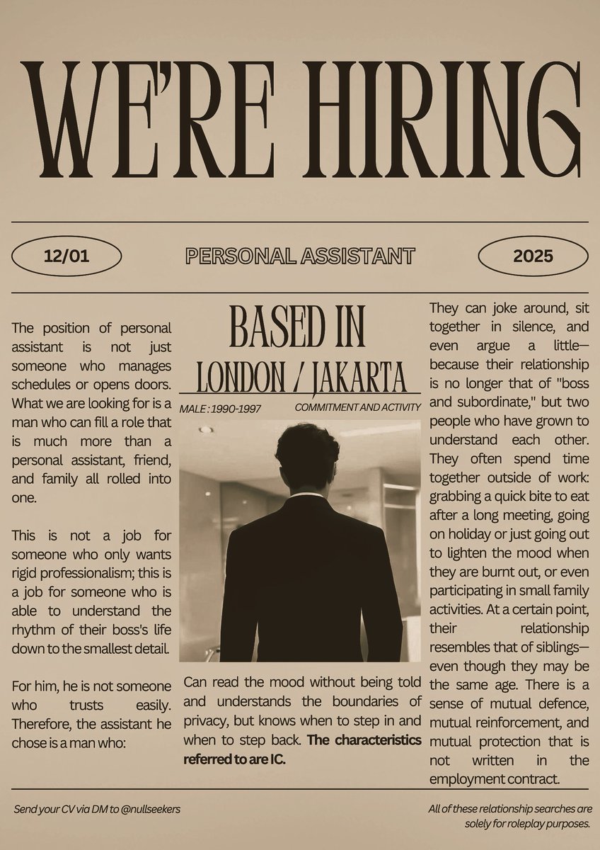 nullseekers's tweet image. ️️ 

( Help RT for appreciated it! ) 

──────────────────────
Bagi kamu yang membutuhkan relasi dan 𝘱𝘦𝘬𝘦𝘳𝘫𝘢𝘢𝘯 sekaligus temen gibah, dsb. Bisa hubungi melalui pesan langsung dan sertakan informasi indentitas mu, terima kasih! 

️️