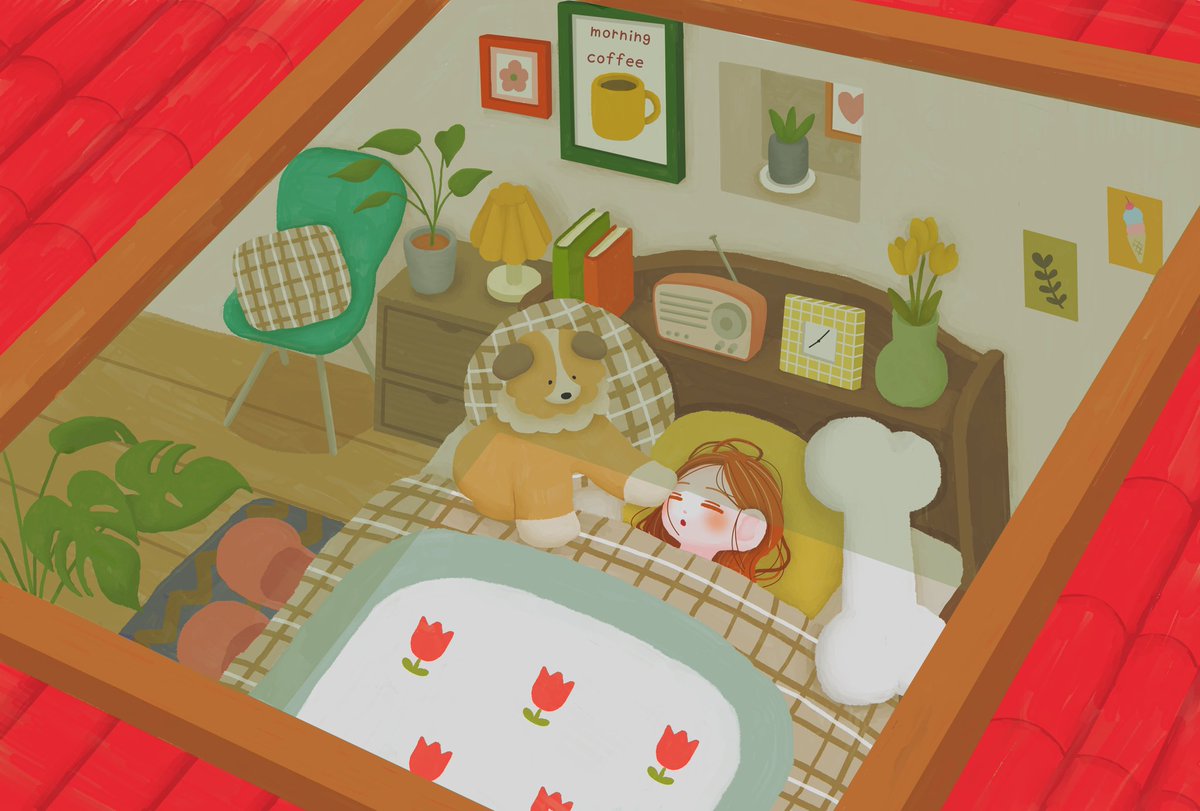 Chiroruimo's tweet image. 朝寝坊のしあわせ🌷
#絵柄が好みって人にフォローされたい 
#イラスト好きな人と繋がりたい