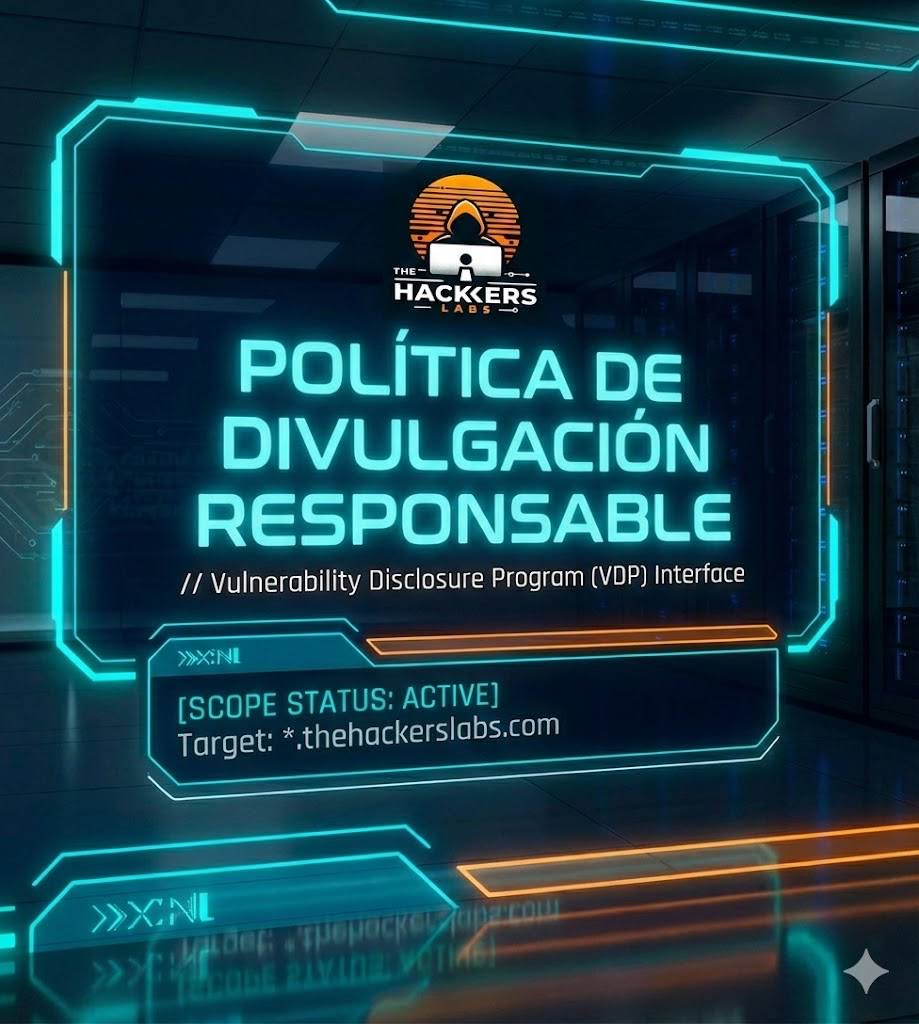 thehackerslabs's tweet image. 🔐 Presentamos nuestra Política de Divulgación Responsable (VDP)

 🏅 Llévate tu Carta de Reconocimiento (LoR) por tus contribuciones de seguridad
📄 Conoce las reglas del programa y participa aquí:
 ➡️ labs.thehackerslabs.com/vdp

#BugBounty #VDP #HackThePlanet #WeAreCyber