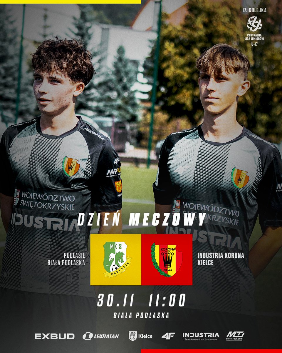 𝐌𝐀𝐓𝐂𝐇𝐃𝐀𝐘 - 𝐂𝐋𝐉 𝐔-𝟏𝟕 - 𝟏𝟕/𝟑𝟎
🆚 Podlasie Biała Podlaska
🏟 Biała Podlaska
⏱ 11:00
📄 Zapowiedź: bit.ly/3XSmupZ
__
<a href="/SGP_INDUSTRIA/">ŚGP INDUSTRIA</a> #industria