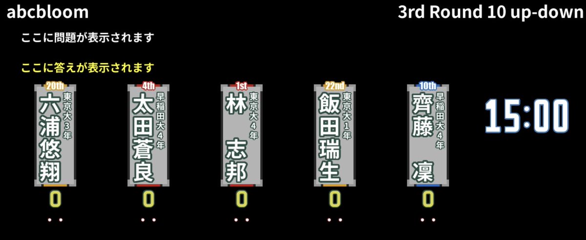 abcbloom's tweet photo. 3R 10up-downに参加される5人はこちらです！
 #abcbloom https://t.co/uwkaD94FfL