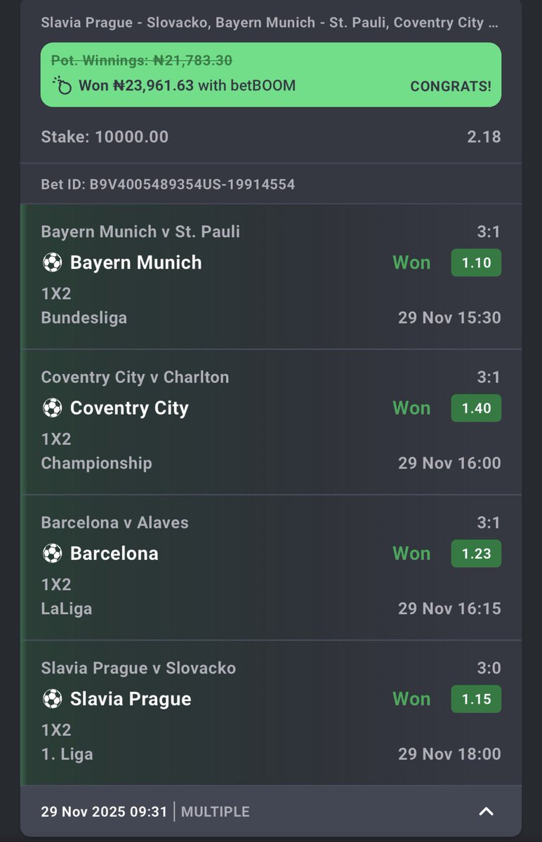 bettinghubgames's tweet photo. 2 ODDS BOOOOOOOM ON @Bet9jaOfficial ✅✅✅✅✅

Congratulations if you played 💥🥂

We go again 🍀💥

Telegram links ➡️ https://t.co/Si276hd7h5

 @boomonmymind @LouieDi13 @alukoboy_ @DESOJI_YL @deenayaah @Daily_booom @MULABETTING @thatgirlfinest @UbyBenson https://t.co/4onwOSlq8D