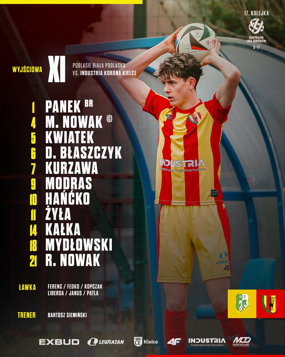 [𝐂𝐋𝐉𝐔𝟏𝟕] W takim zestawieniu rozpoczniemy spotkanie przeciwko drużynie Podlasia Biała Podlaska! 🟡🔴
__
<a href="/SGP_INDUSTRIA/">ŚGP INDUSTRIA</a> #industria