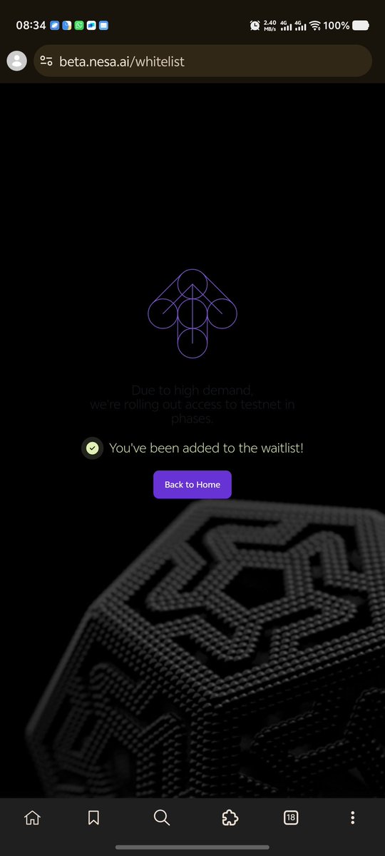 Gm CT..

Do this now

Join <a href="/nesaorg/">Nesa</a> private testnet waitlist..

beta.nesa.ai/auth/signup 

 Put your email and password or use google signup 

More info soon, don’t miss this vooi too
