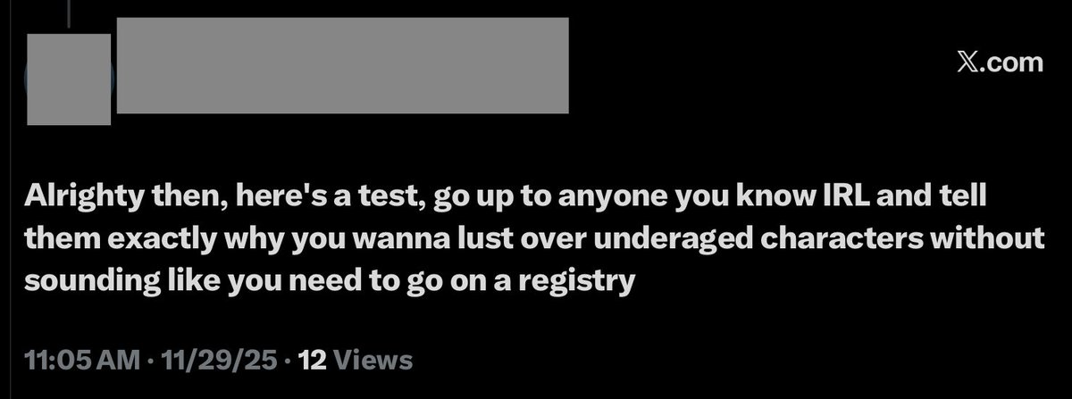 Normpplgallery's tweet image. November 2025 - a submission

An anti is telling someone to sexually harass someone

Why do they think randomly telling a stranger without consent what you enjoy in fiction is a good idea?