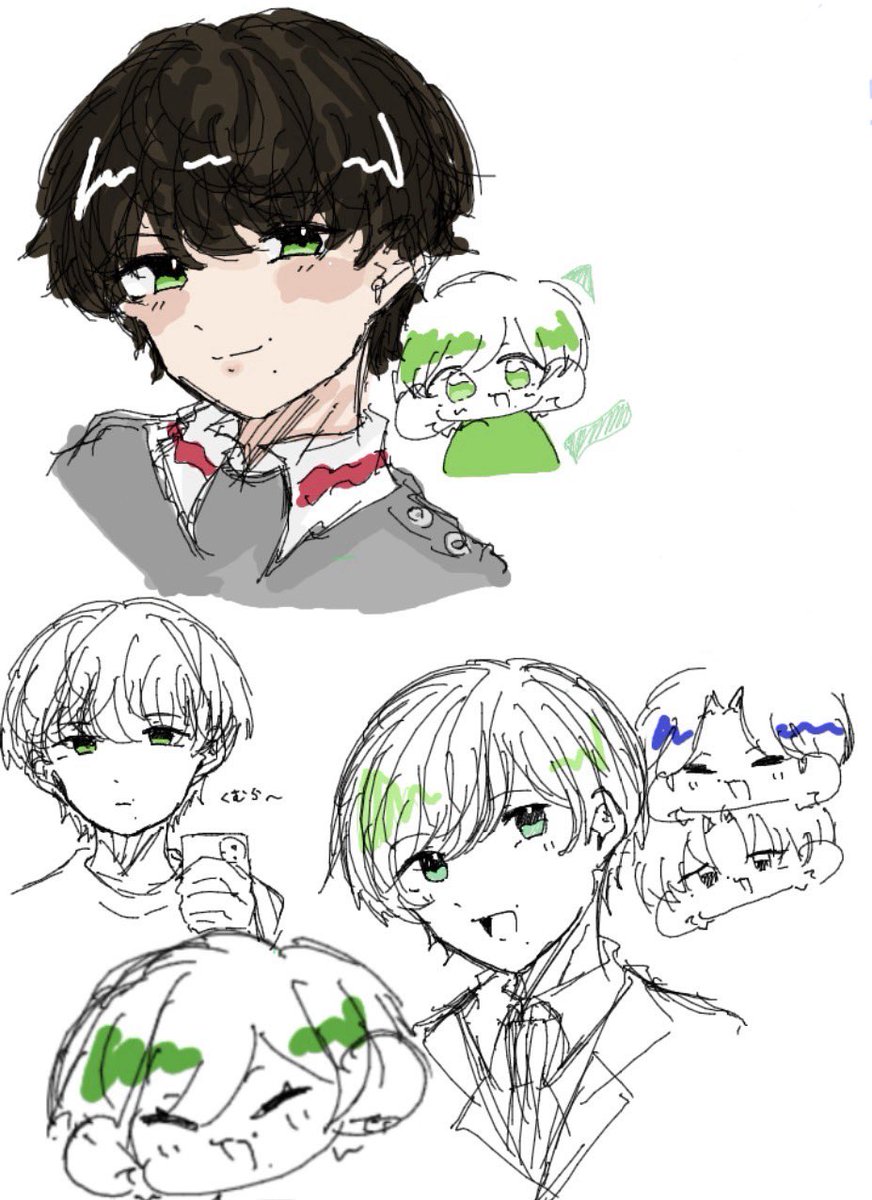 今月描いた絵を晒そう 💚💙いっぱい描いたね〜