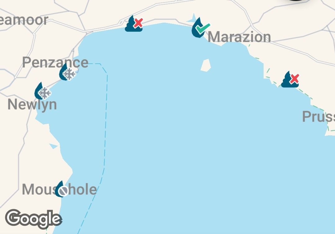 NCISTIVES's tweet image. Here is the current sea water bathing quality for St Ives Bay  and Mount&apos;s Bay today.

For more information and more areas, please visit
sas.org.uk/water-quality/
sewage-pollution-alerts/