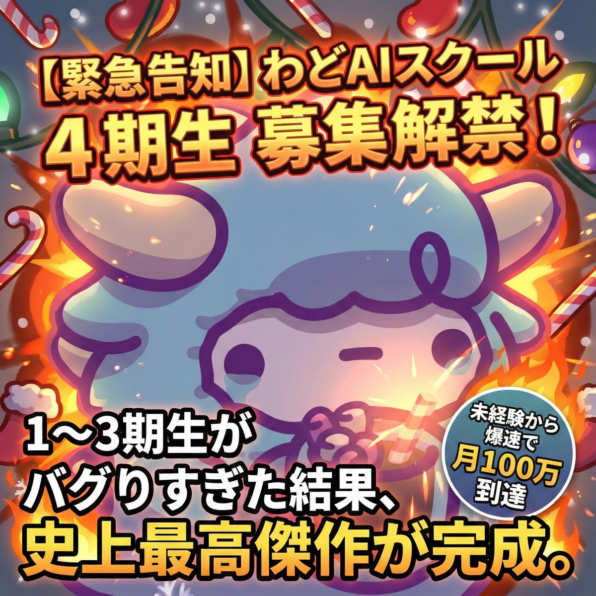 wad0427's tweet photo. 【速報】わどAIスクール4期生、ついに募集開始へ！  

なんと...！  
ずっとお待たせしてしまいましたが、  ついに発表できます！  
わどAIスクール4期生の募集を12月中旬に開始することが決定しました🎉  

1～3期生で  「100万円達成者」が続々誕生し、  
もはやバグってるレベルの実績...  

でも、まだまだこんなもんじゃなく 
AIマネタイズスクールNo.1を勝ち取るため  
実は今回の4期生では、さらに進化したカリキュラムと新しいサポート体制を準備中です。  

詳細は順次お伝えしていきますが、  
マジで今からワクワクが止まらない!

私自身も年商20億狙って走ってるんで、 
本気で人生変えたい人だけ待ってます。    

詳細はリプに 
#わどAIスクール