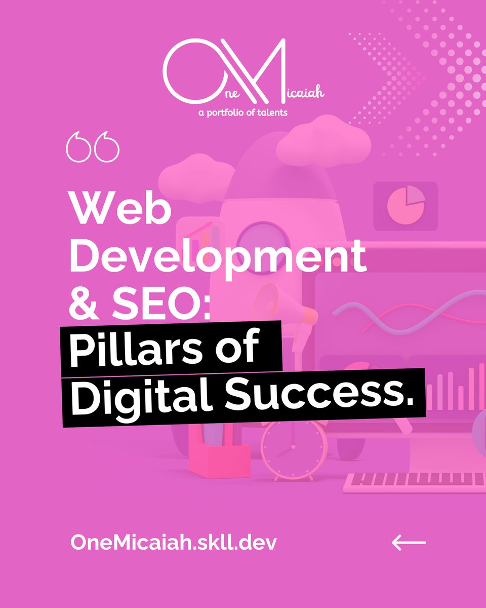 One_Micaiah's tweet image. Web Development + SEO: THE DUAL PILLARS OF DIGITAL SUCCESS

​Web Development and SEO Writing are not separate tasks; they are two sides of the same coin, forming the complete digital presence.

​Web Development (The Structure): This is the &apos;What&apos; and &apos;How&apos;.