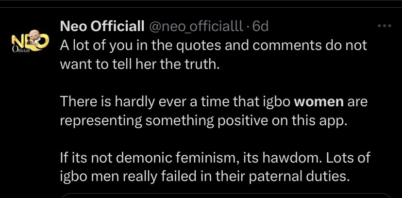 NaijaRadFems's tweet image. Tribalistic and misogynistic this is who you align with @theflutterwave 

Your organisation clearly has no values, and your products must be targeted to men. Because @neo_officialll actively has several tweets promoting stereotypes against women.