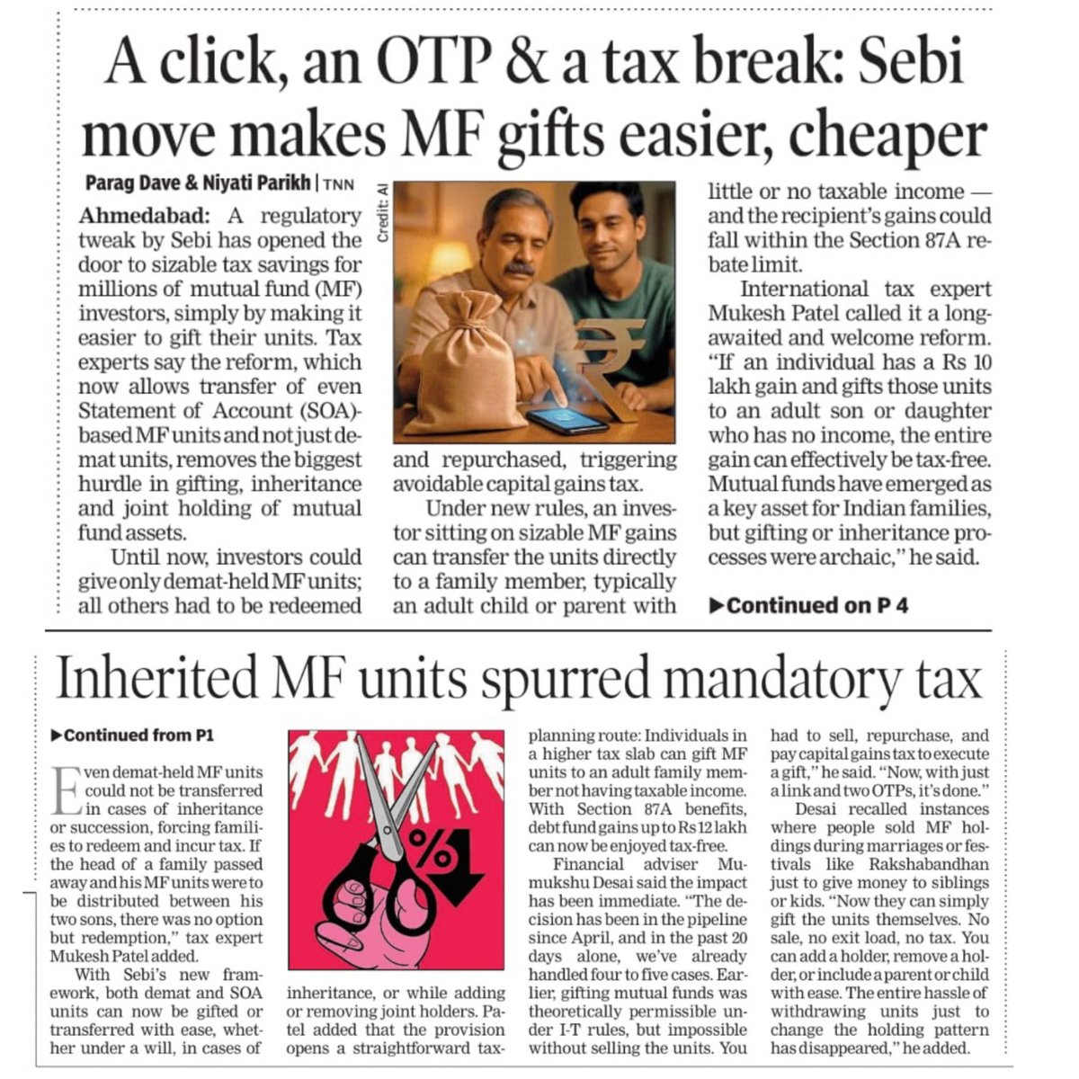 MukeshPatelTax's tweet photo. Good News for Mutual Fund Investors! SEBI REFORM will go a long way to SAVE TAX on TRANSFER of UNITS ~ ToI - Mukesh Patel
@TaxPlanningPTP
#MutualFunds #SEBI #SaveTax https://t.co/8MMHEI56Fp