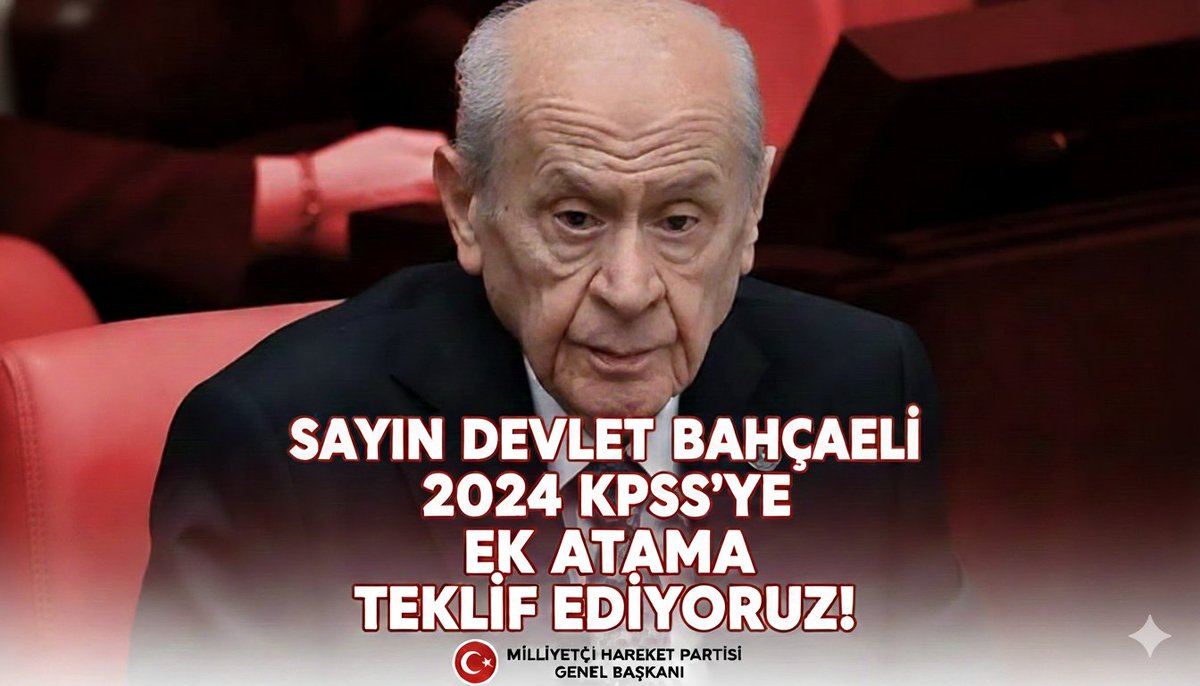 Sayın Devlet Bahçeli'nin Öğretmenlere Ek atama çağrısı Külliyeden karşılık bularak açıklanmalıdır. Müjde bekliyoruz Sayın cumhurbaşkanım <a href="/RTErdogan/">Recep Tayyip Erdoğan</a>
<a href="/dbdevletbahceli/">Devlet Bahçeli</a>
#Külliye2024KpssEkYirmiBeşBin