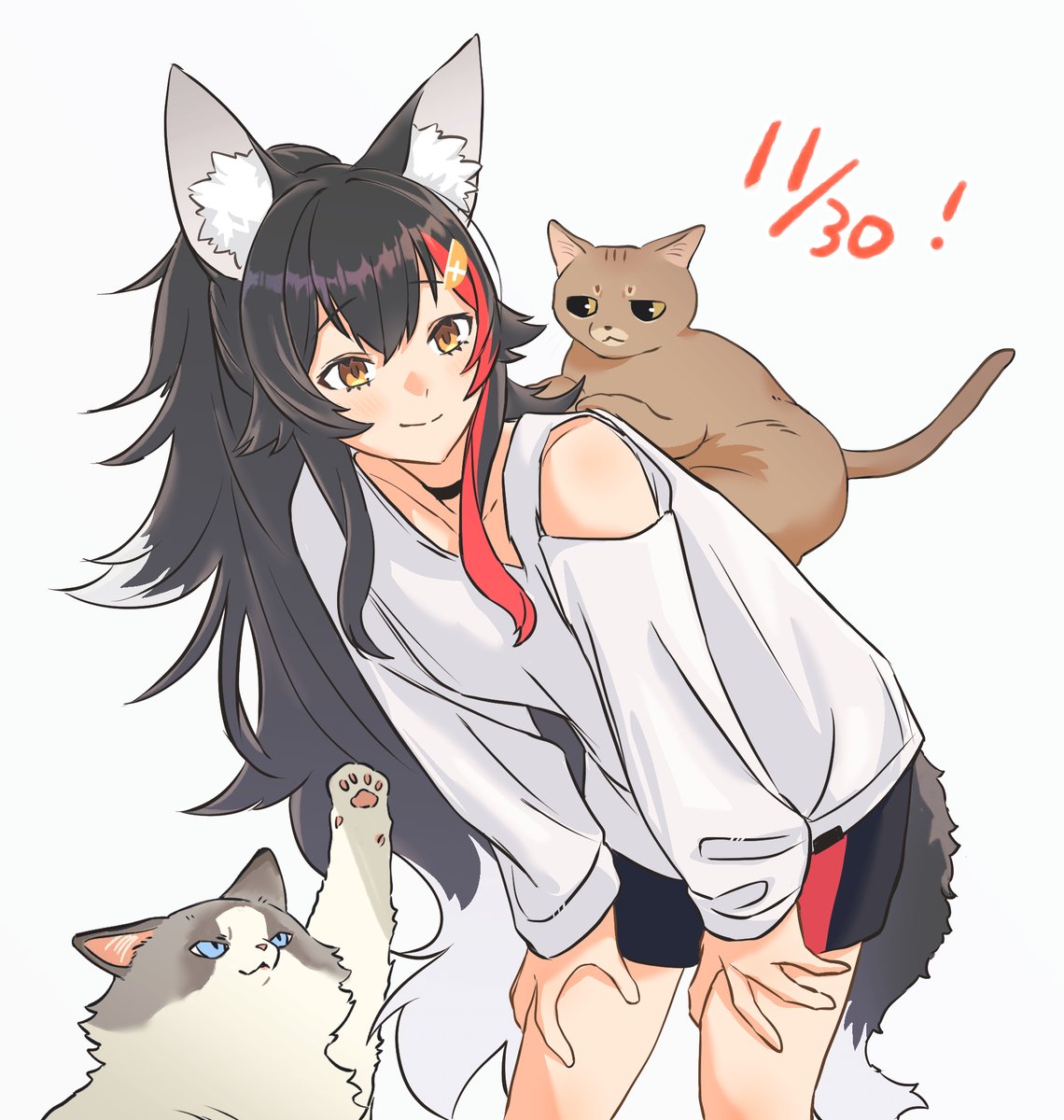 ❤️🐱🐺🐱 #いいミオの日 #みおーん絵