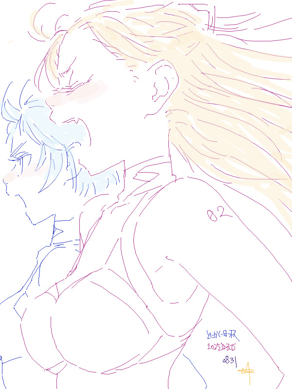 #シンプルドロー #版権
→「なんでこのクソ寒いのに水着なの？！」
←「8月31日の1枚がまだだったんだって！」
→「答えになってなーいっ！！ sketch.pixiv.net/items/35784058…