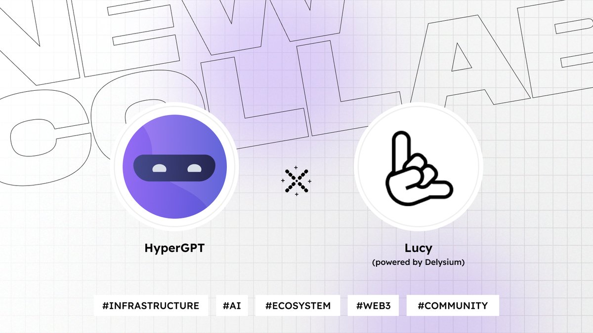 hypergpt's tweet image. HyperGPT × @LucyOSAI Partnership is LIVE! 🔥 And the AI agent economy just leveled up.

Today, two ecosystems built for real on-chain intelligence join forces:

Lucy, the first agentic OS for crypto users, powered by @The_Delysium ($AGI), the blockchain collaboration network…