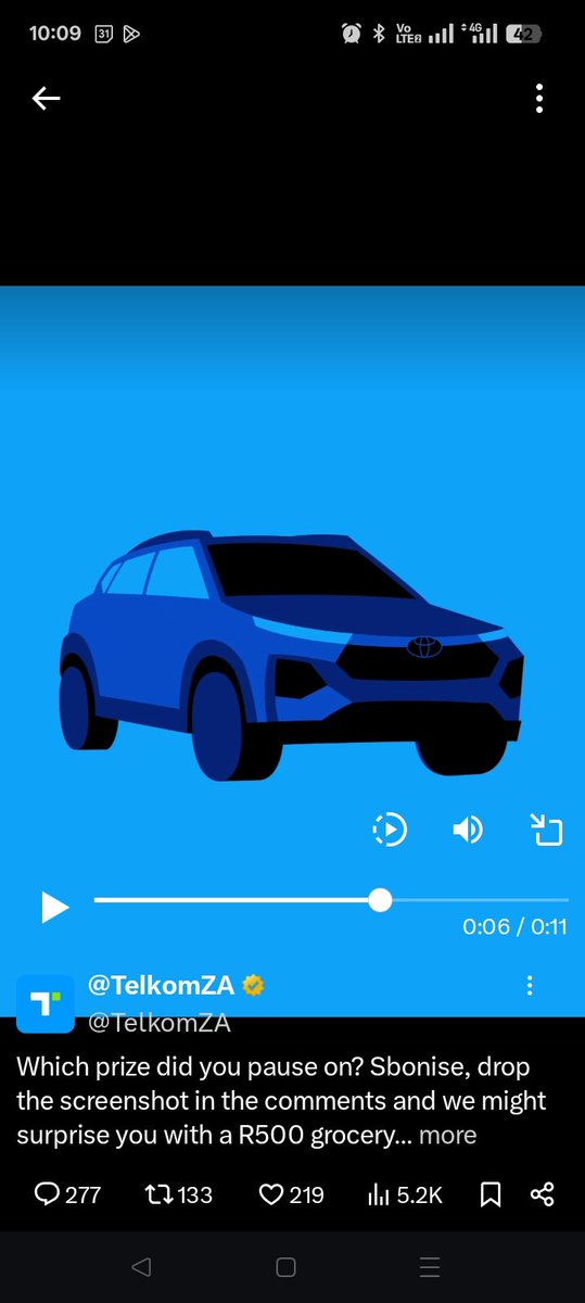 Trevedie's tweet photo. @TelkomZA The car💚 https://t.co/rN0RXxU5eq