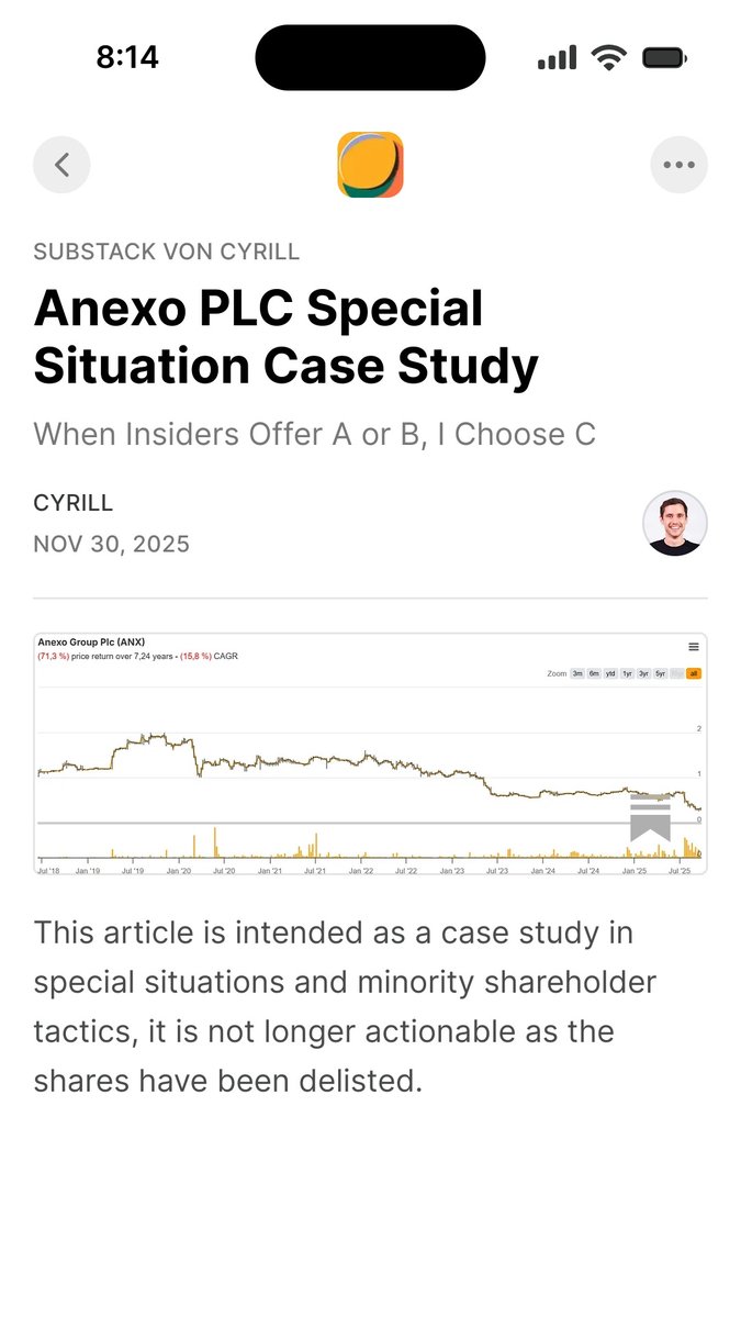 Sharing my latest investment thesis in Anexo PLC $ANX.L. Fintwit seemed set on a narrative, but I'm presenting a different view of the situation. Potential value was in the fineprint. 

open.substack.com/pub/cermrew/p/…
