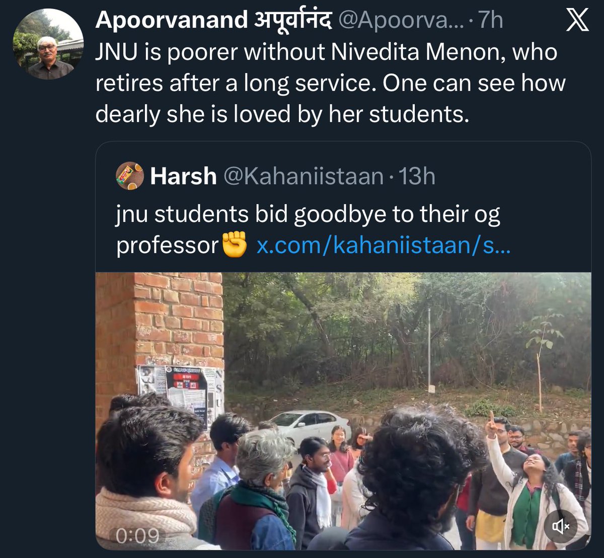 thehawkeyex's tweet image. Remember Pallavi Joshi&apos;s character in The Kashmir Files?

That was loosely based on JNU Prof Nivedita Menon who taught her students that India illegally occupied Kashmir.

Today, comrade Nivedita Menon is getting a &quot;Red Salute&quot; farewell.

In India, Naxalism is silently…