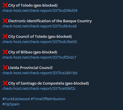 FalconFeedsio's tweet image. 🚨 DDoS Alert  🇪🇸

NoName claims to have targeted multiple websites in Spain.

- Teldat
- authUSB
- Ciberso
- Innovasur
- jtsec Beyond IT Security
- Axians Spain
- Mumken
- Toledo City Council
- Izenpe
- Bilbao City Council
- Provincial Council of Lleida
- City Council of…
