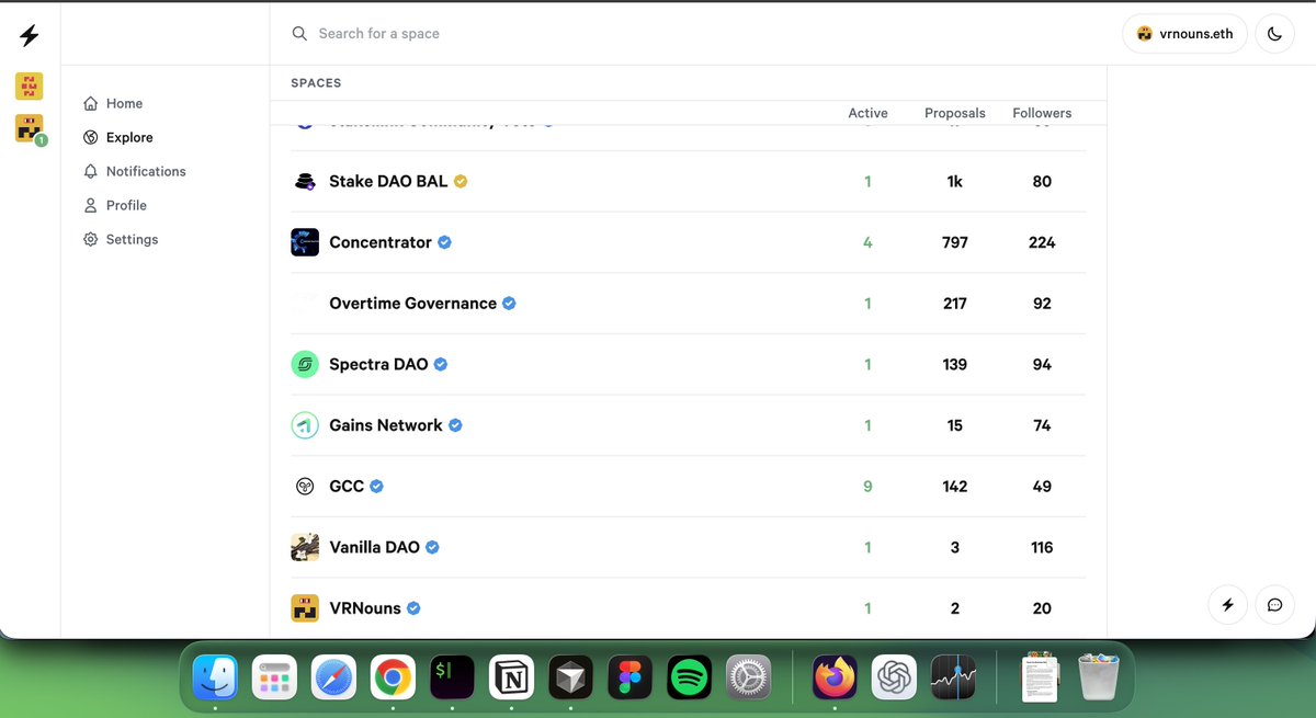 Bugün ethereum'un en büyük dao yönetim protokolü snapshot üzerinde verified olan ve aktif kullanılan ilk türk protokollerinden birisi olduk.
Sırada <a href="/opensea/">OpenSea</a> üzerinde verified olmak var. <a href="/vrnouns/">flooor.fun by vrnouns</a> 
DESTEK İÇİN RETWEET YAPARAK OPENSEA'YE VERİFİCATİON İÇİN BİR ŞEYLER YAZARSANIZ